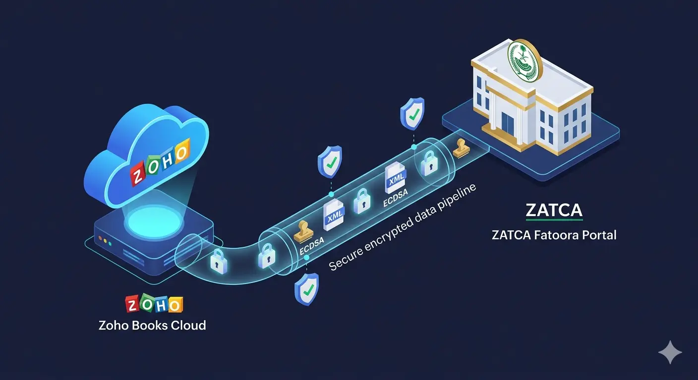 Secure data flow between Zoho Books and ZATCA Fatoora portal
